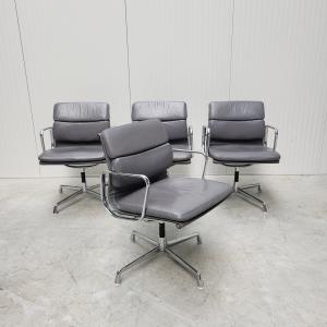 Vitra EA208 Soft Pad Alu Chair Grey Leather Charles Eames Interior Aksel Collector Buy Sell Vintage Paris Bruxelles Brügge Knokke Doha NYC
