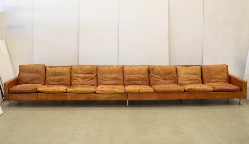Custom made cognac sofa manner of Florence Knoll 25BC Interior Aksel Design Buy Sell London Paris