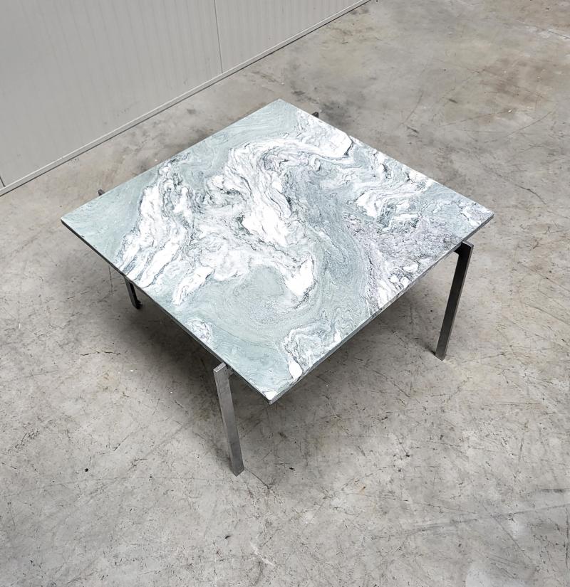 Mossgreen Cippolino marble PK61 coffee table by Poul Kjaerholm E. Kold Christensen Interior Aksel Aachen Design NYC London Paris Brussels Miami Dubai Qatar Riad